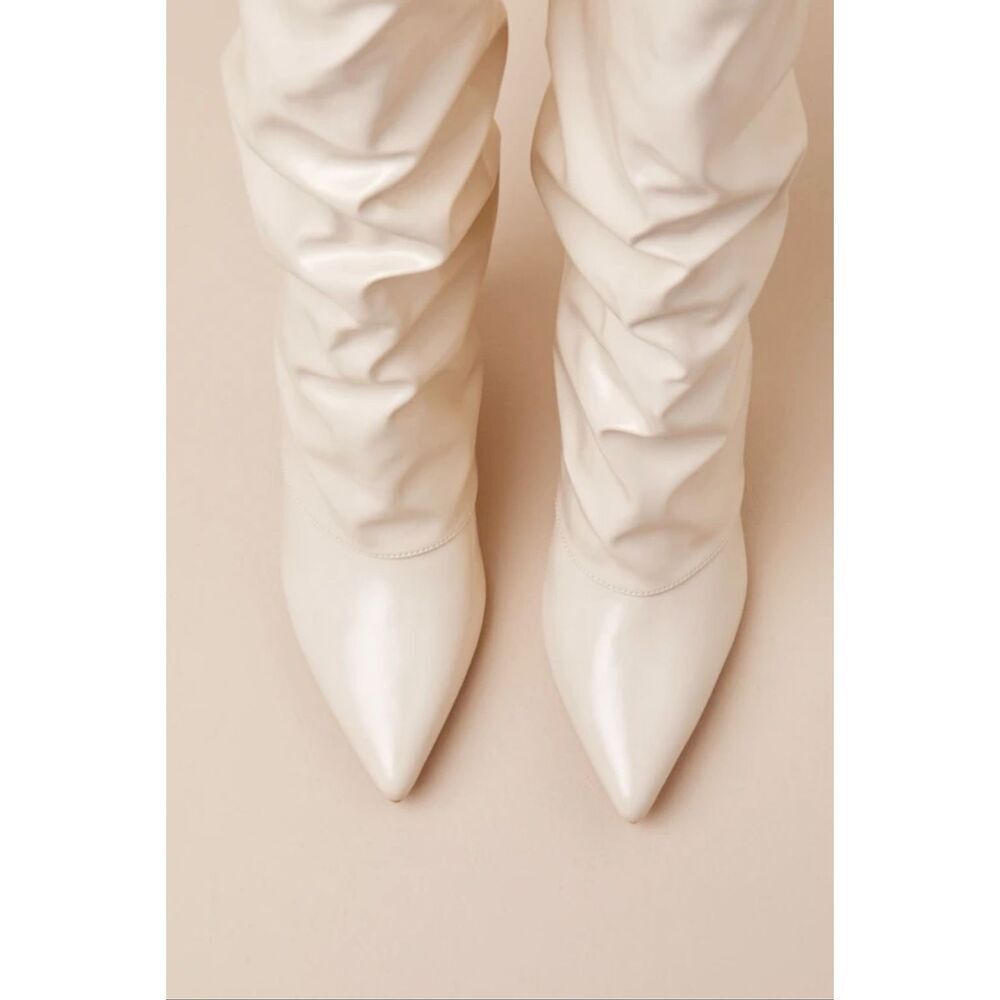 Lulus Teana Bone Fold-Over Knee-High Boots 6 - Picture 3 of 11